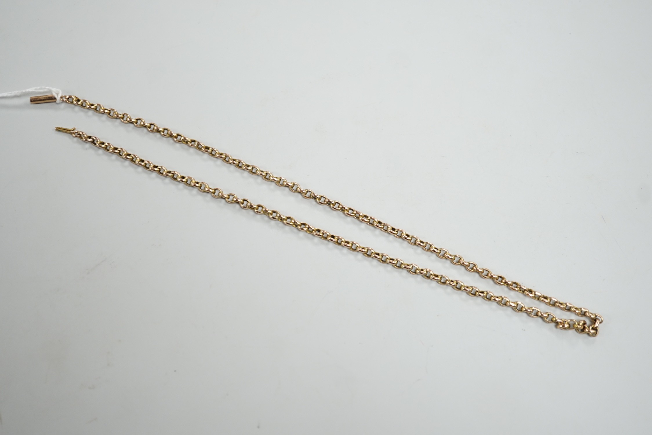 A 9ct oval link chain, 46cm, 7.4 grams.